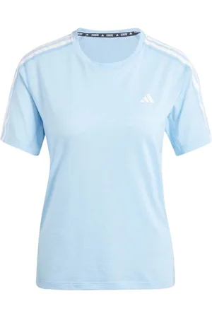 adidas Dames Own The Run 3-Stripes Aeroready Top Semi Blue Burst Mel