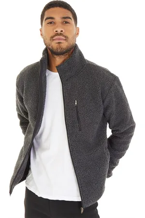 French Connection Herensweater met hoge hals van borg Charcoal Mel