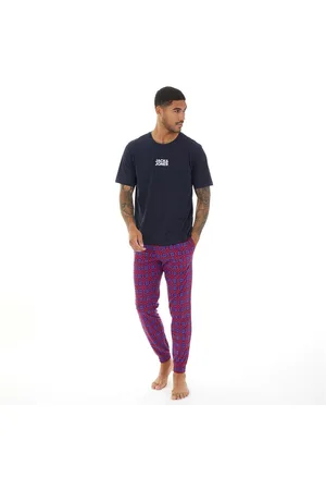 JACK & JONES JACK & JONES Heren Geprinte Loungewear Set Marineblauw Blazer/Rode Ruitjes
