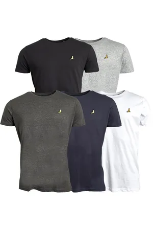 Brave Soul Herenshirts Russel Vijfpack Zwart/Wit/Lichtgrijs Melange/Marine/Donker Antraciet Melange