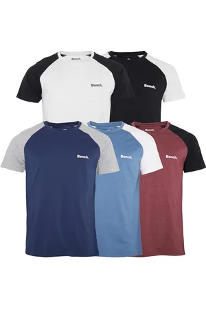Bench T-shirts Heren Trova Vijf Pack Zwart/Marine/Bordeaux Melange/Denim Melange/Ecru Melange