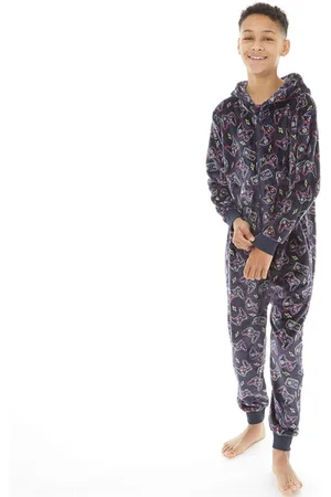 Threadboys Jongens Neon Gaming Onesie Navy