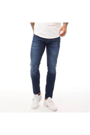 Crosshatch Herenslim Fit Jeans Donker Wassen