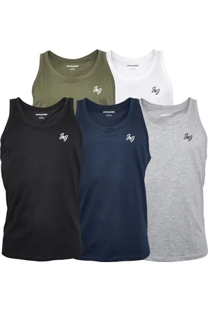 JACK & JONES JACK & JONES Heren Joseph Vijf-Pack Vesten Navy/Wit/Grijs/Khaki/Zwart