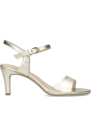No Stress Gouden leren sandalen met hak