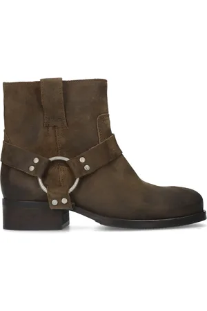 Manfield Bruine suède biker boots