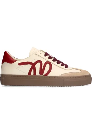 Manfield Leren sneakers met burgundy details