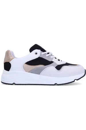 Manfield Witte leren sneakers met zilveren details