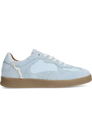 Manfield Lichtblauwe suède sneakers