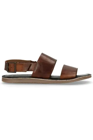 Manfield Bruine leren sandalen