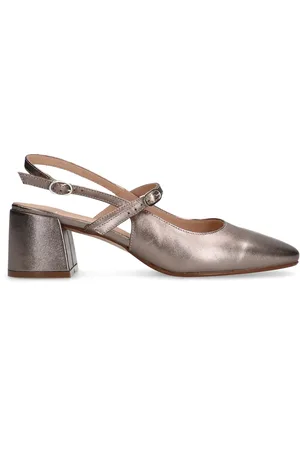 Manfield Metallic leren slingbacks