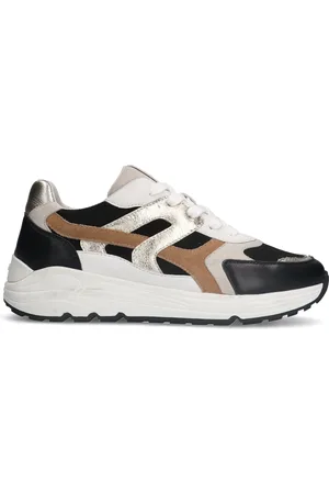 Manfield Zwarte leren sneakers