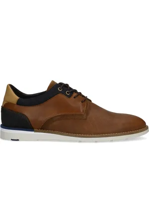 Manfield Bruine leren veterschoenen