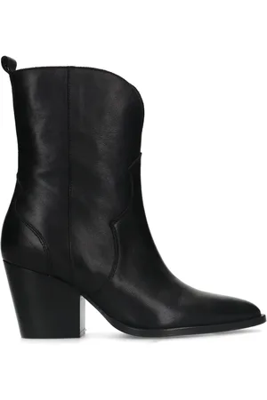 Manfield Zwarte leren cowboy laarzen