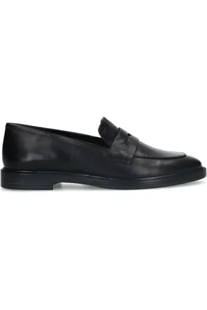 Manfield Zwarte leren loafers