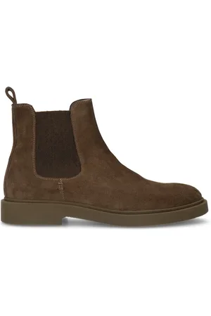 Manfield Donkerbruine suède chelsea boots