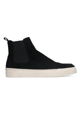 Manfield Zwarte suède chelsea boots