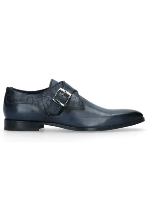 Black Label Donkerblauwe gespschoenen van leer