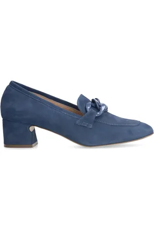 Manfield Blauwe suède pumps