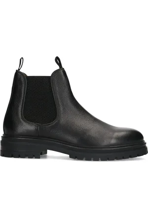 Manfield Zwarte leren chelsea boots