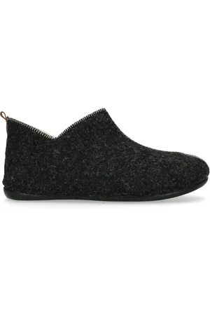 Manfield Donkergrijze pantoffels