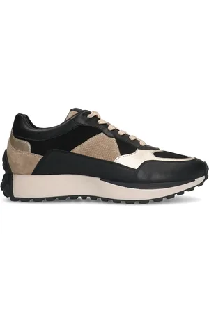 No Stress Zwarte leren sneakers met details