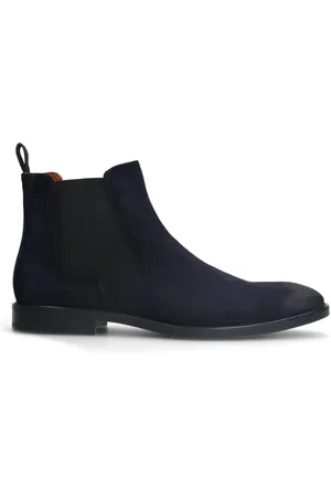 Manfield Blauwe suède chelsea boots