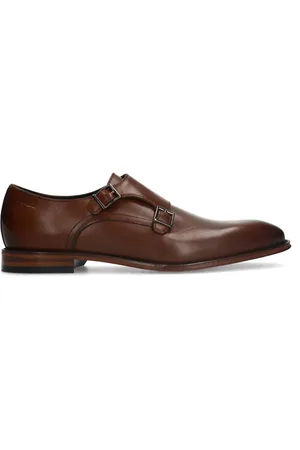 Van Lier Bruine leren gespschoenen
