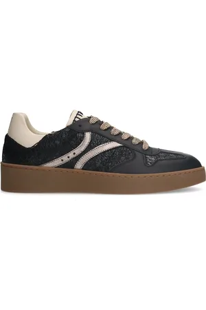 Manfield Zwarte leren sneakers