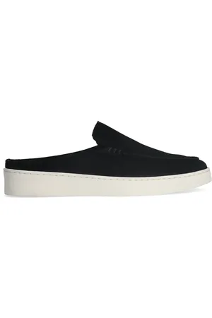 Manfield Zwarte suède slip on loafers