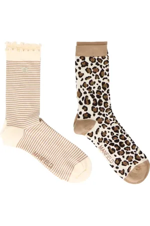 Manfield 2-pack leopard en gestreepte sokken