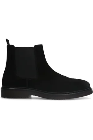 Manfield Zwarte suède chelsea boots