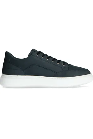 Manfield Donkerblauwe nubuck sneakers