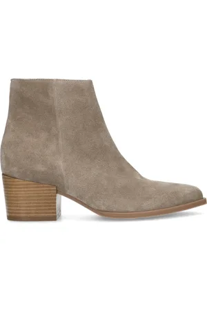 Manfield Beige suède lage cowboy laarzen