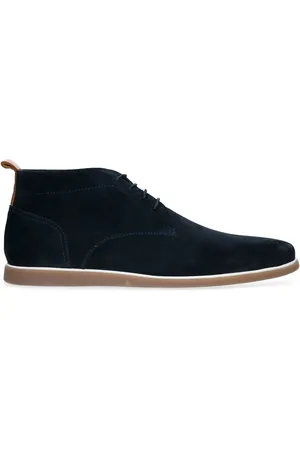 Manfield Donkerblauwe suède veterboots