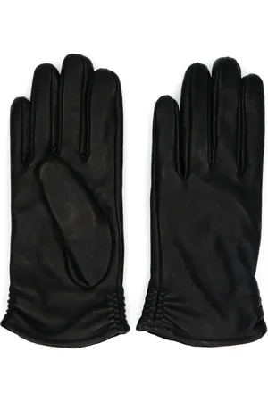 Manfield Zwarte leren handschoenen