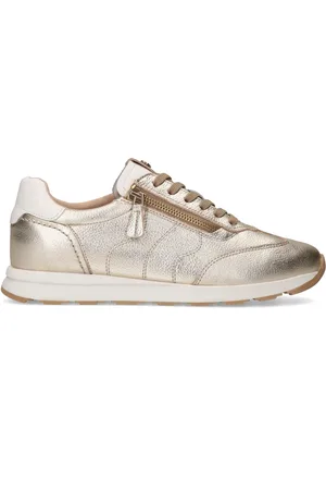 No Stress Gouden leren sneakers met rits