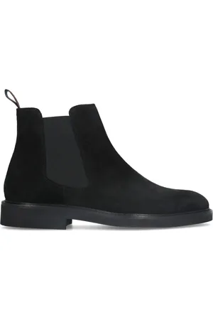 Manfield Zwarte suède chelsea boots