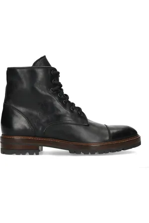 Manfield Zwarte leren veterboots