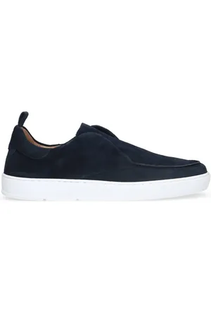 Manfield Donkerblauwe suède loafers
