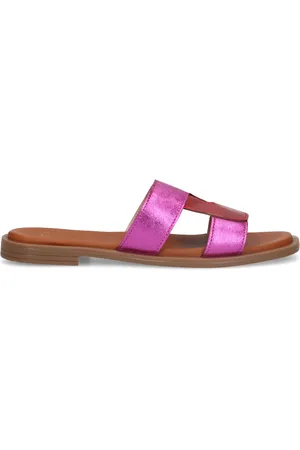 Manfield Metallic leren slippers