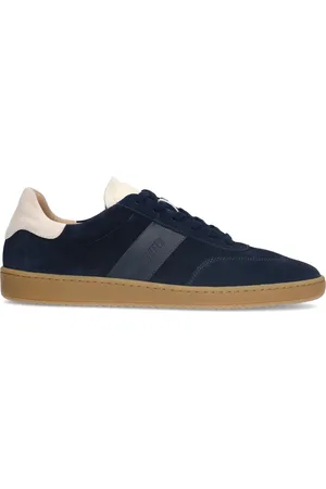 Manfield Navy blauwe suède sneakers