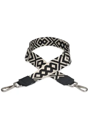 Manfield Zwarte bag strap met witte details