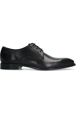 Van Lier Zwarte leren veterschoenen