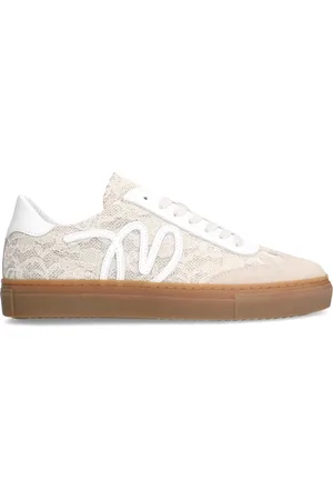 Manfield Leren sneakers met kanten details