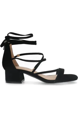Manfield Zwarte suède sandalen met hak