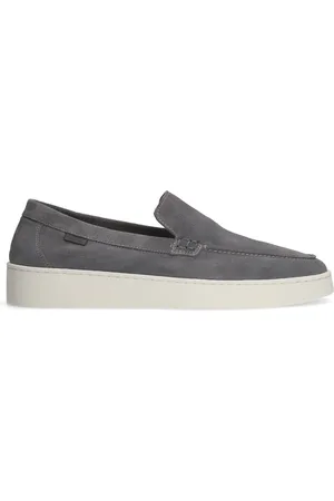 Manfield Grijze suède loafers