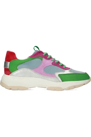 Manfield Groene leren sneakers
