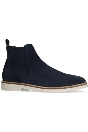 Manfield Blauwe suède chelsea boots