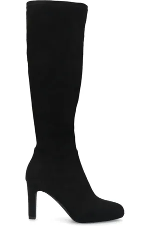 Manfield Zwarte stretch laarzen met hak